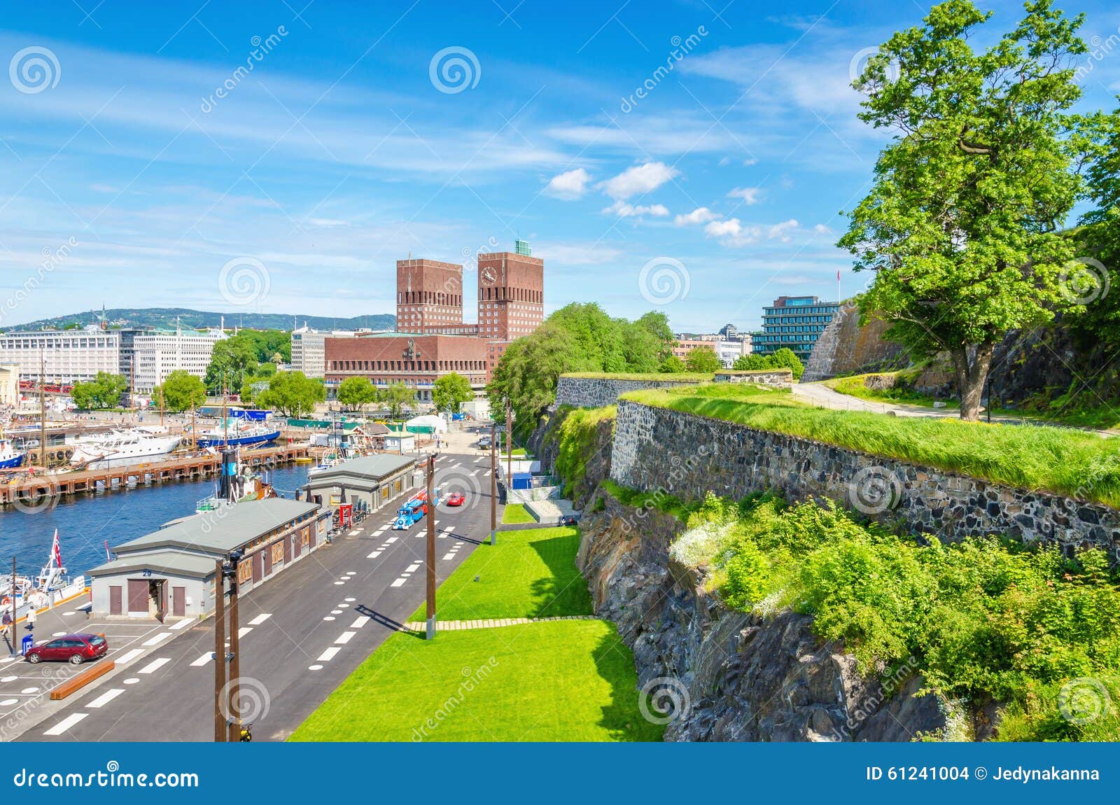 city hall in oslo from akershus castle, norway