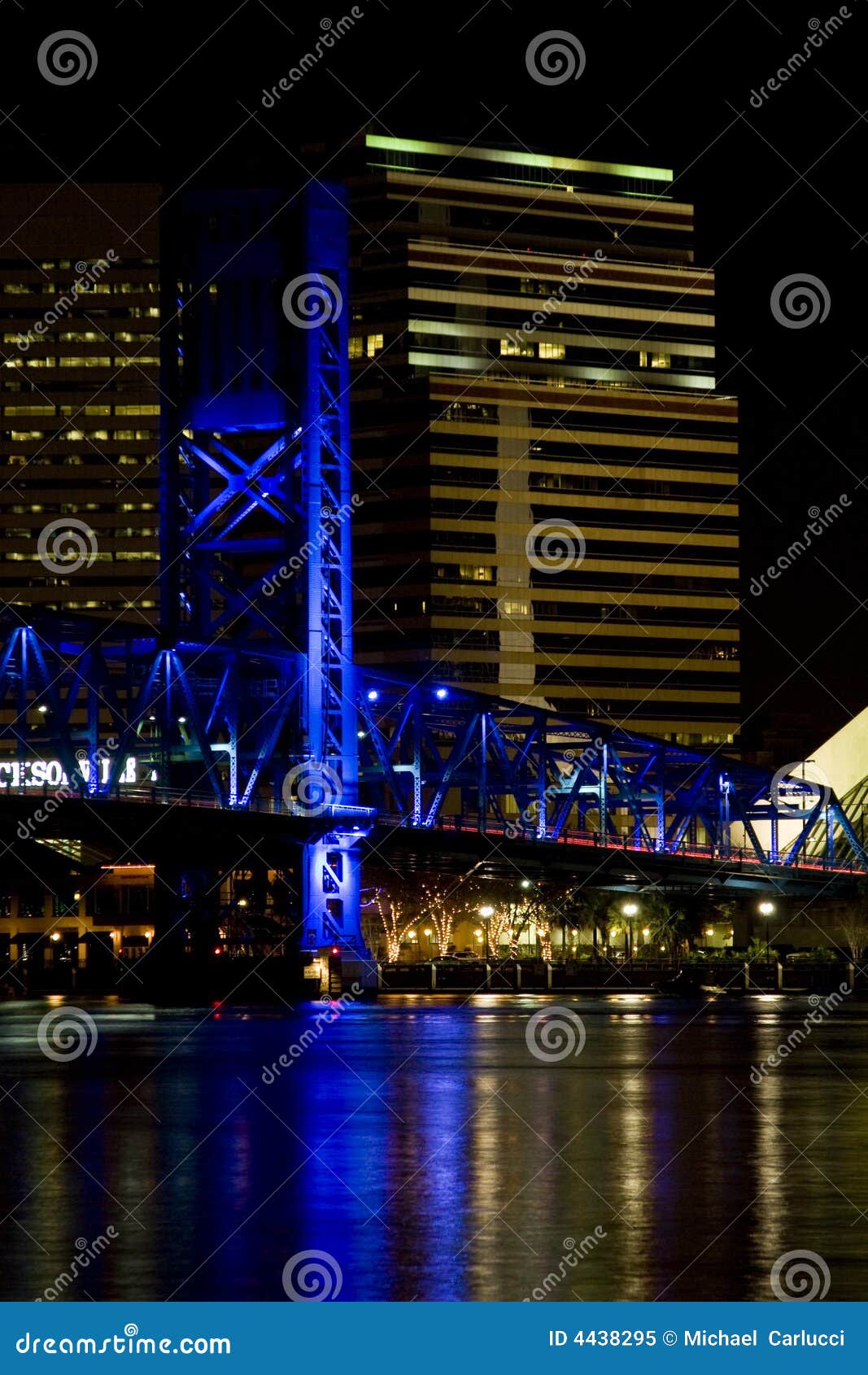 City of Jacksonville, Florida at Night Stock Image Image of night