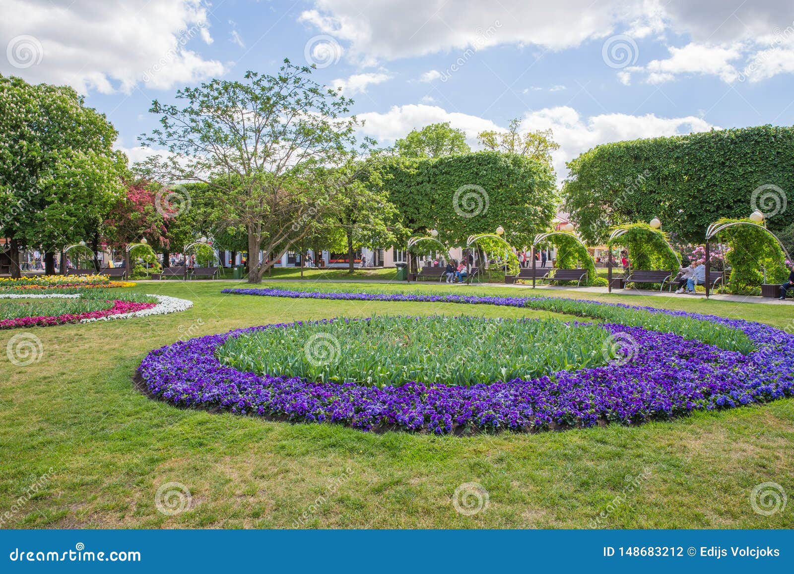 City Jurmala Latvian Republic Urban Street View With Tourists