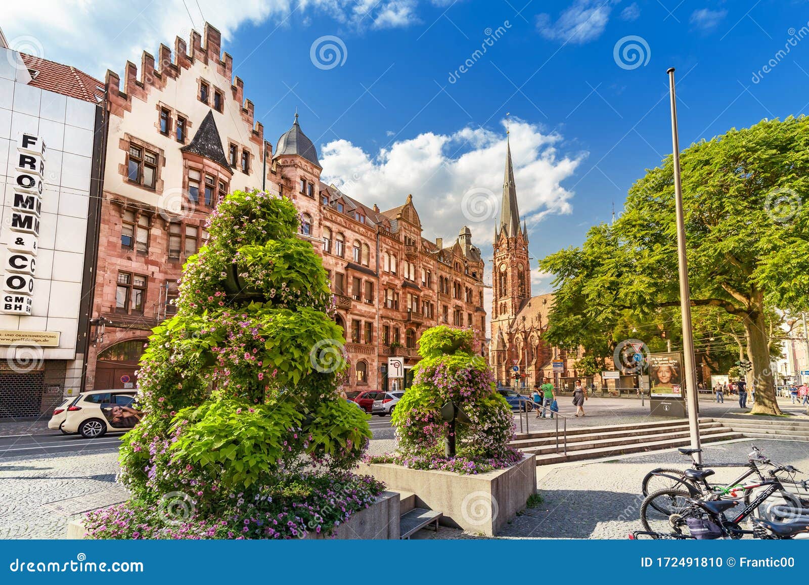 City Life of Saarbrucken Old Historical Town with St Johannes Church Editorial Image Image of