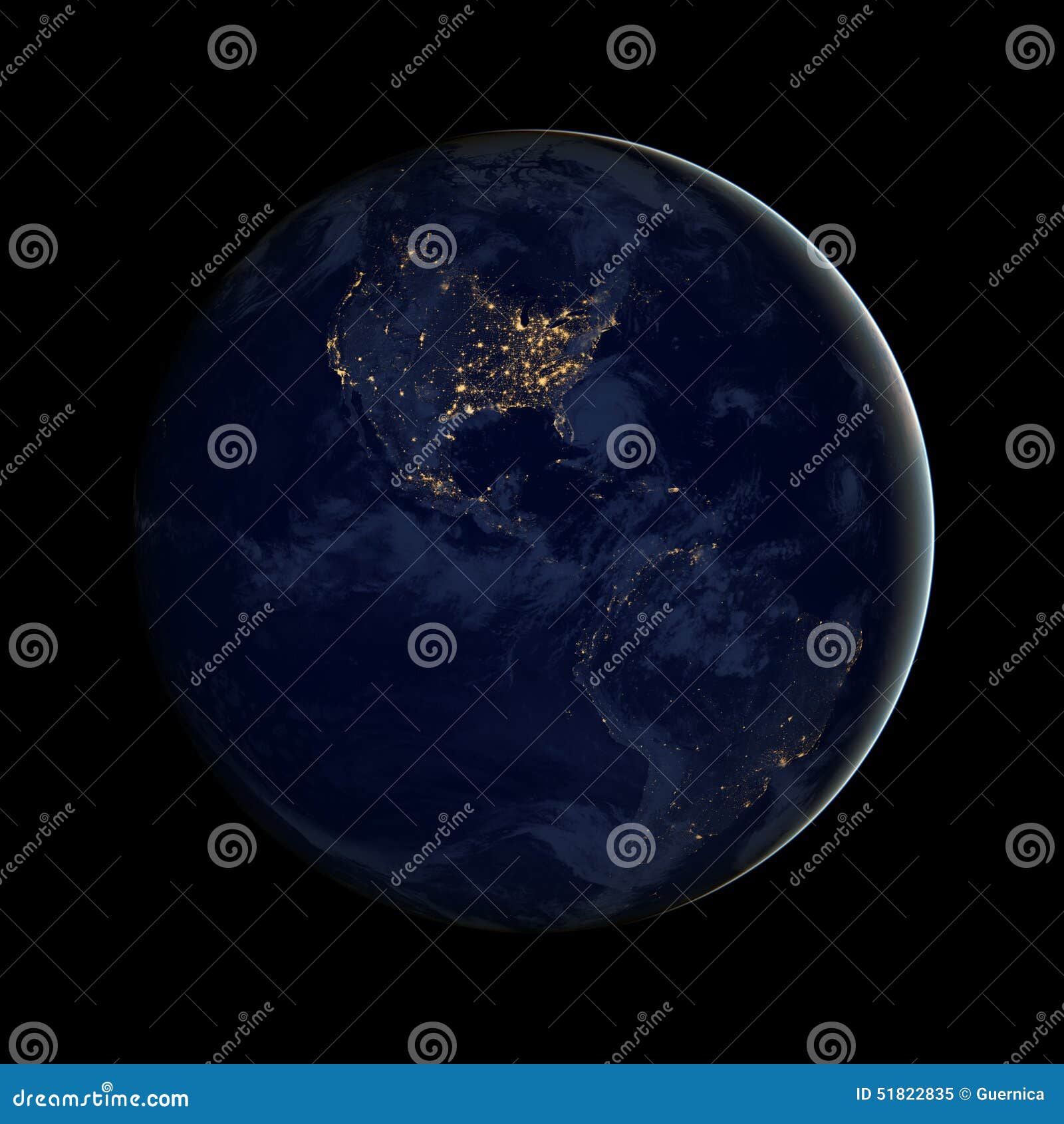 americas, north and south america city lights of the western hemisphere
