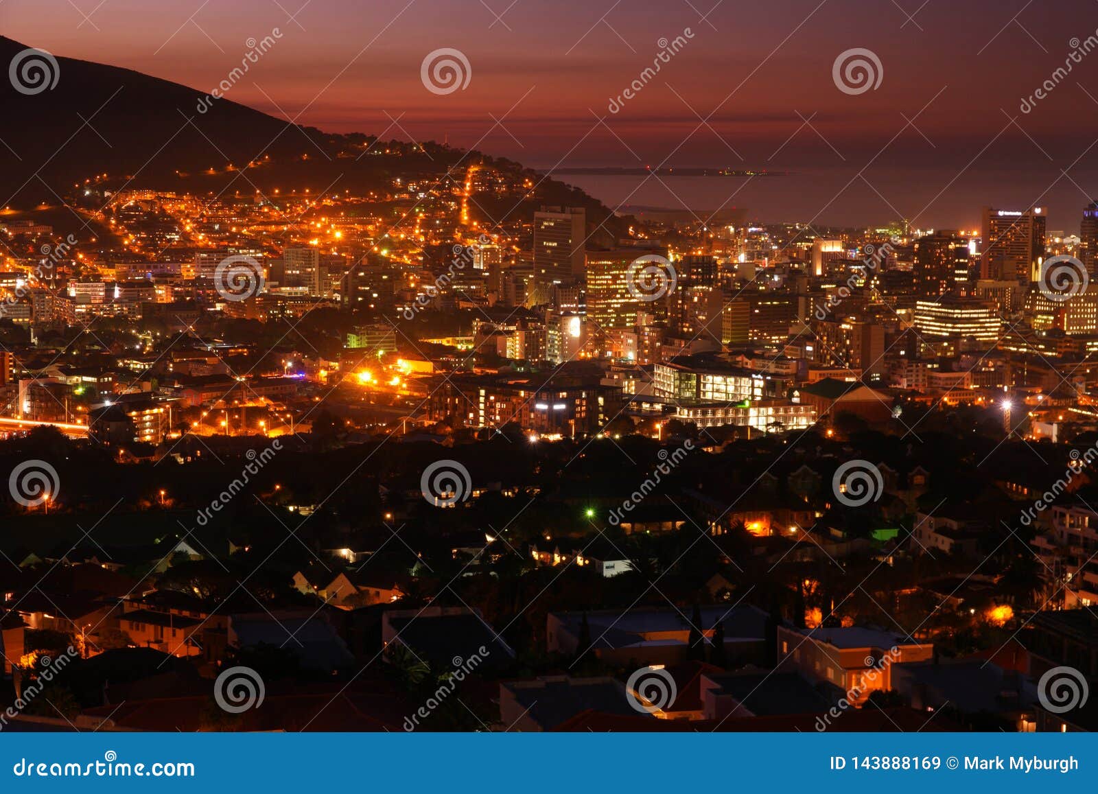 City Lights of Cape Town Evening. Stock Image Image of lights, travel