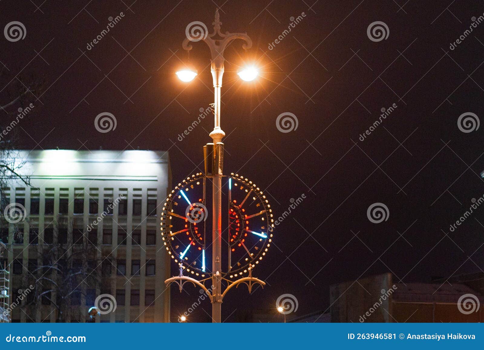 City Lights, Christmas Decorations for Poles Stock Image - Image of
