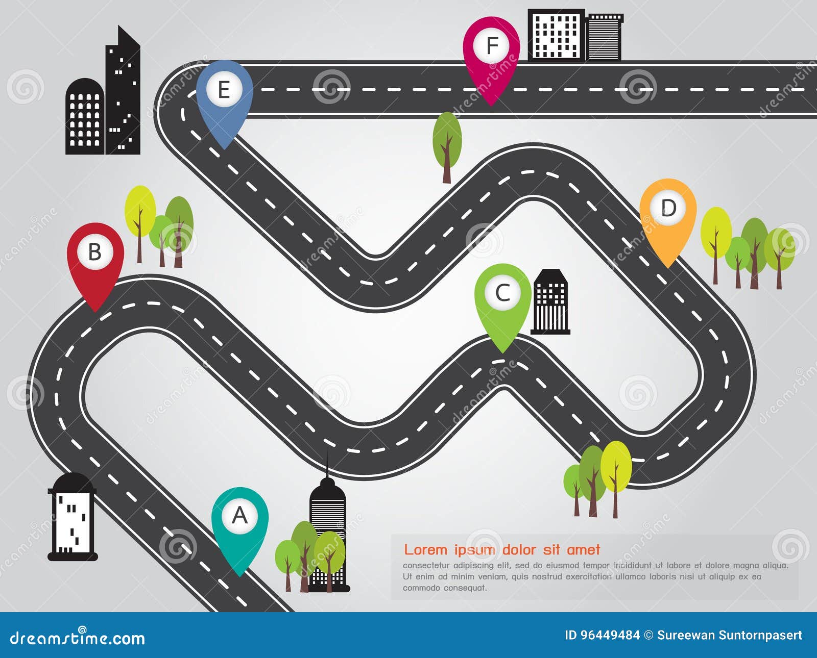 City Location Road Map Info Graphic Stock Vector - Illustration of urban,  building: 96449484