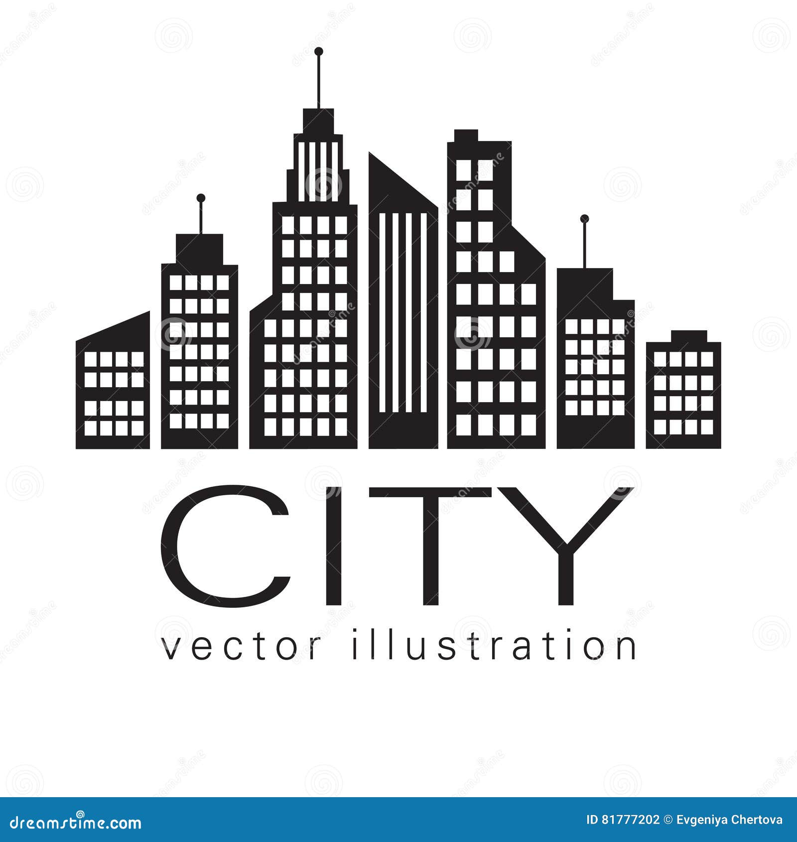 City Logo Or Illustration, Describing Urban Architecture Or Buildings ...