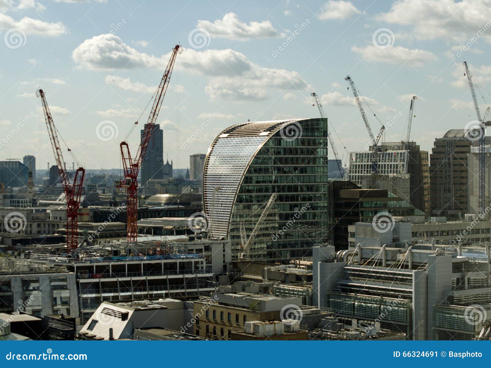 City of London with Moor House Stock Image - Image of cranes ...