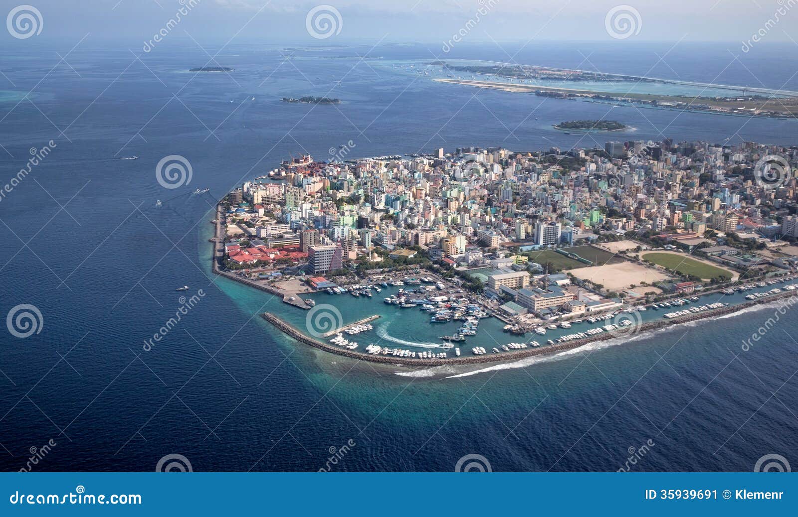 City of Male in Maldives region. Main Capital of Maldvies, Male. Picture taken from air.