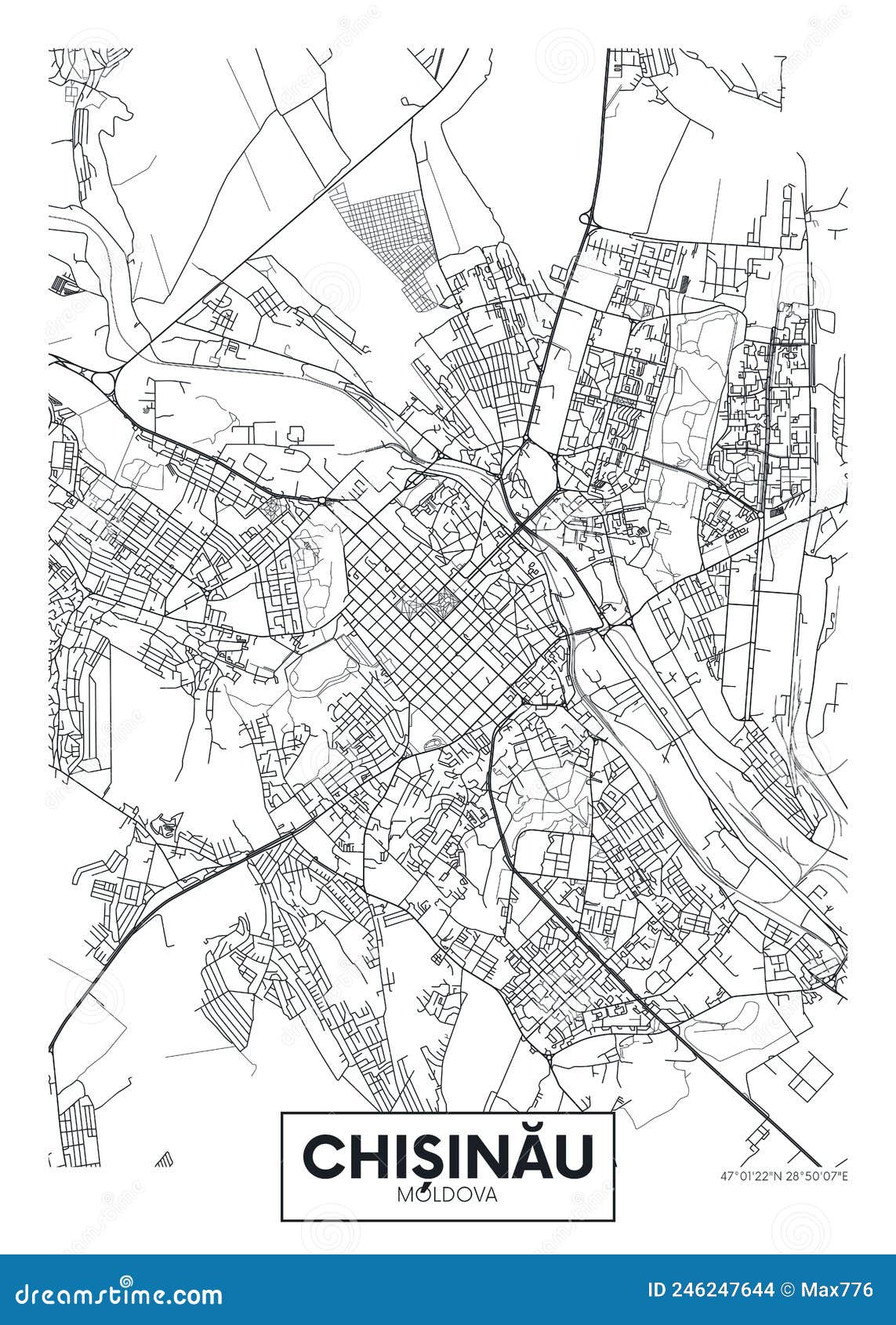 city map chisinau, travel  poster 