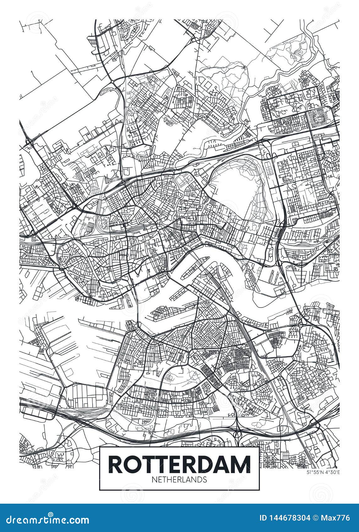 city map rotterdam, travel  poster 