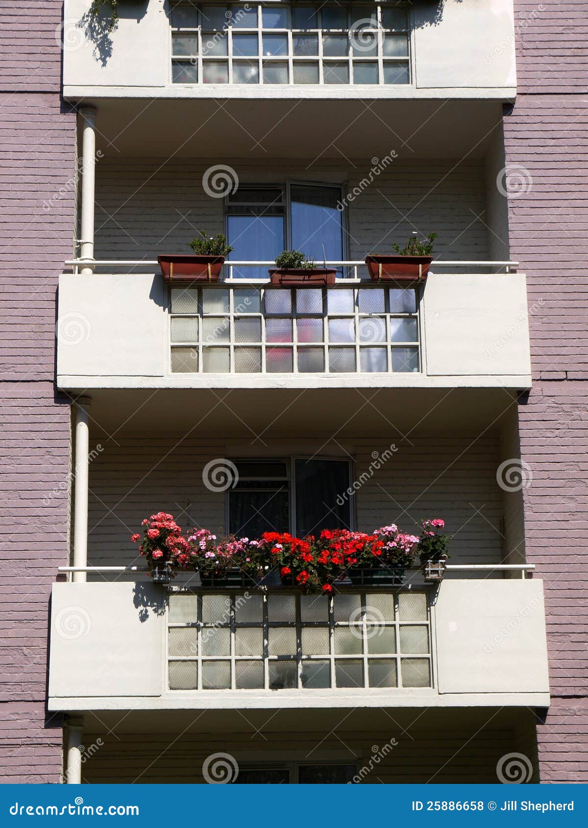 city: modernist apartment balconies