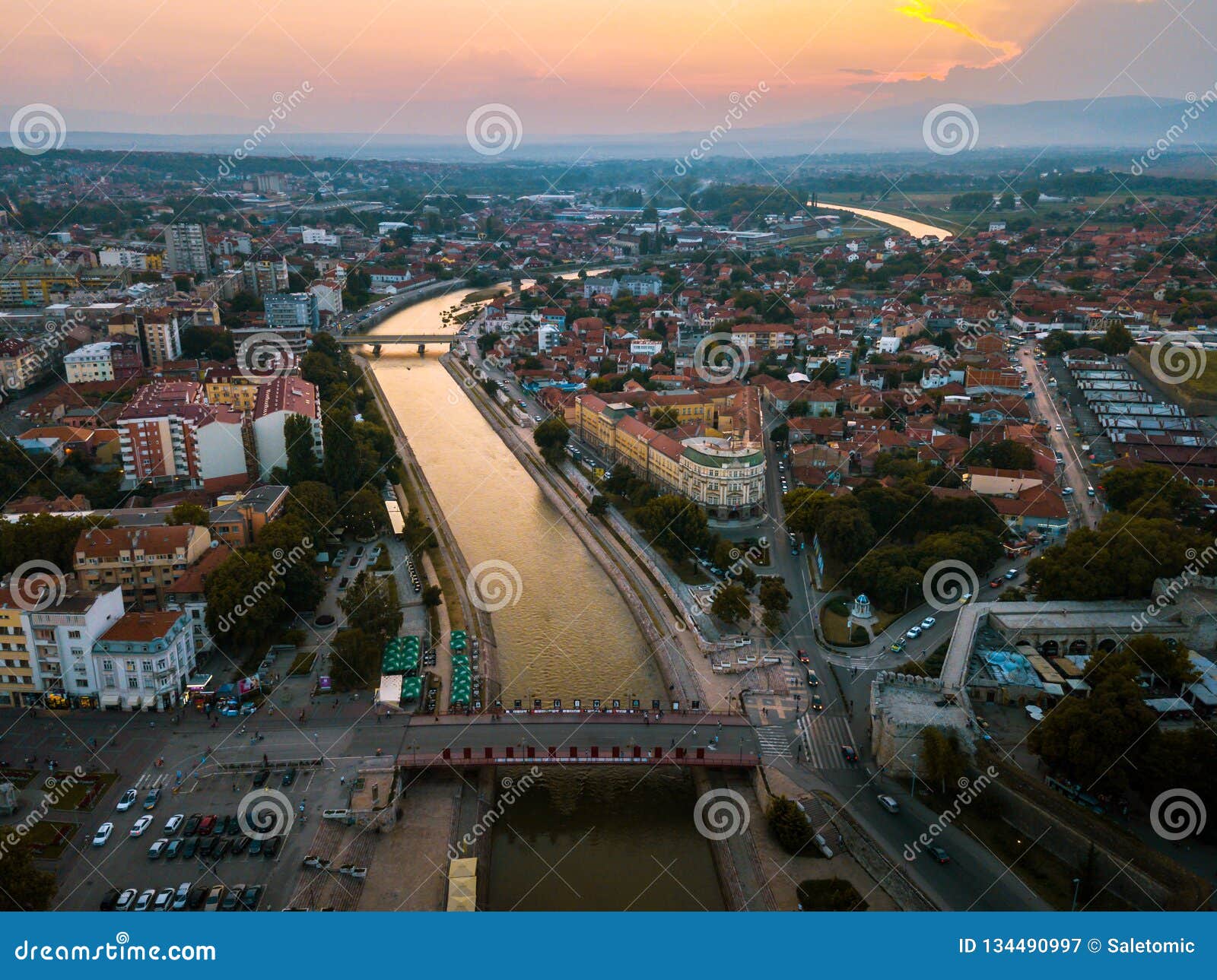 city of nis aerial landmark view in serbia