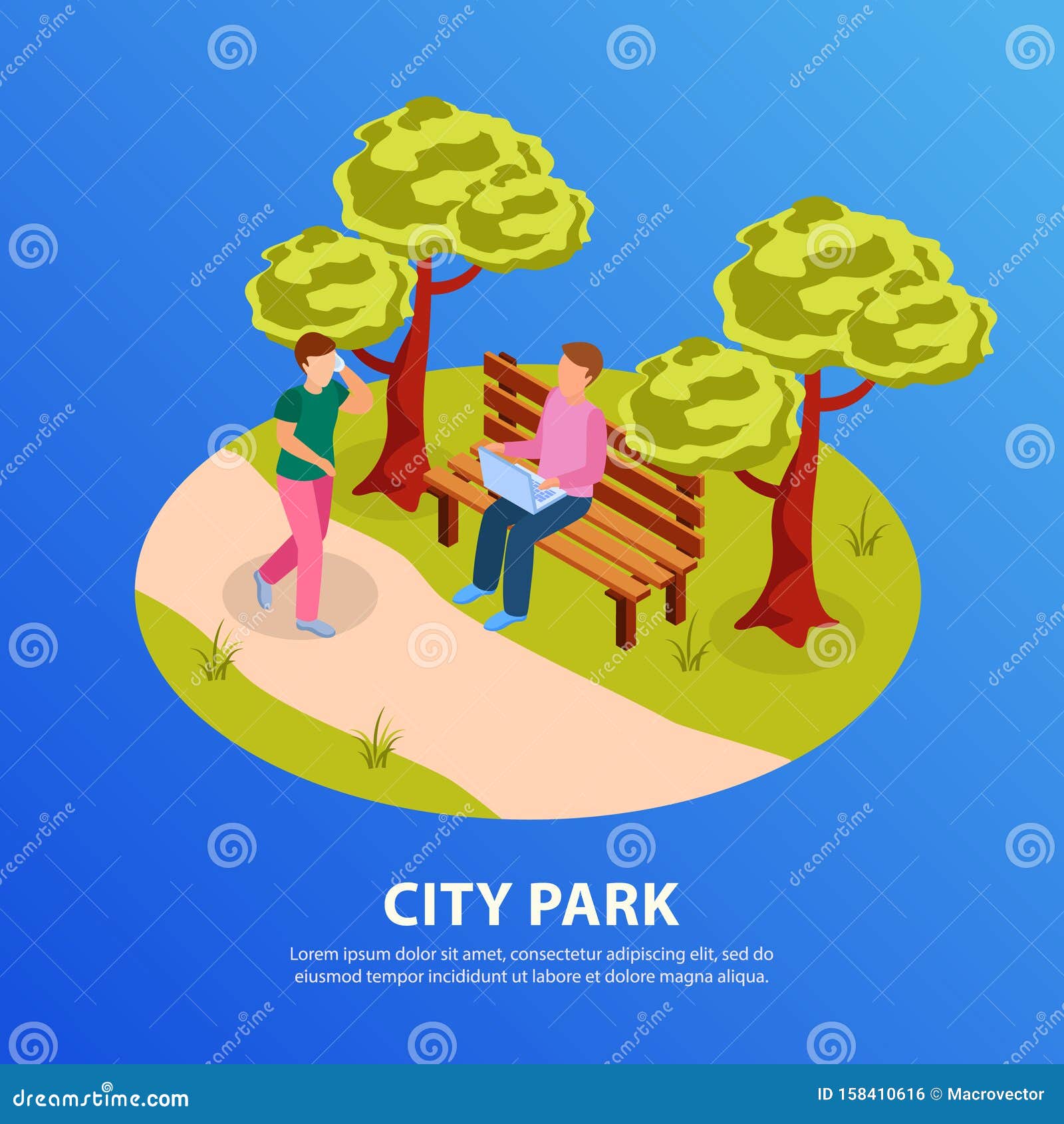 City Park Isometric Composition Stock Vector Illustration Of Healthy