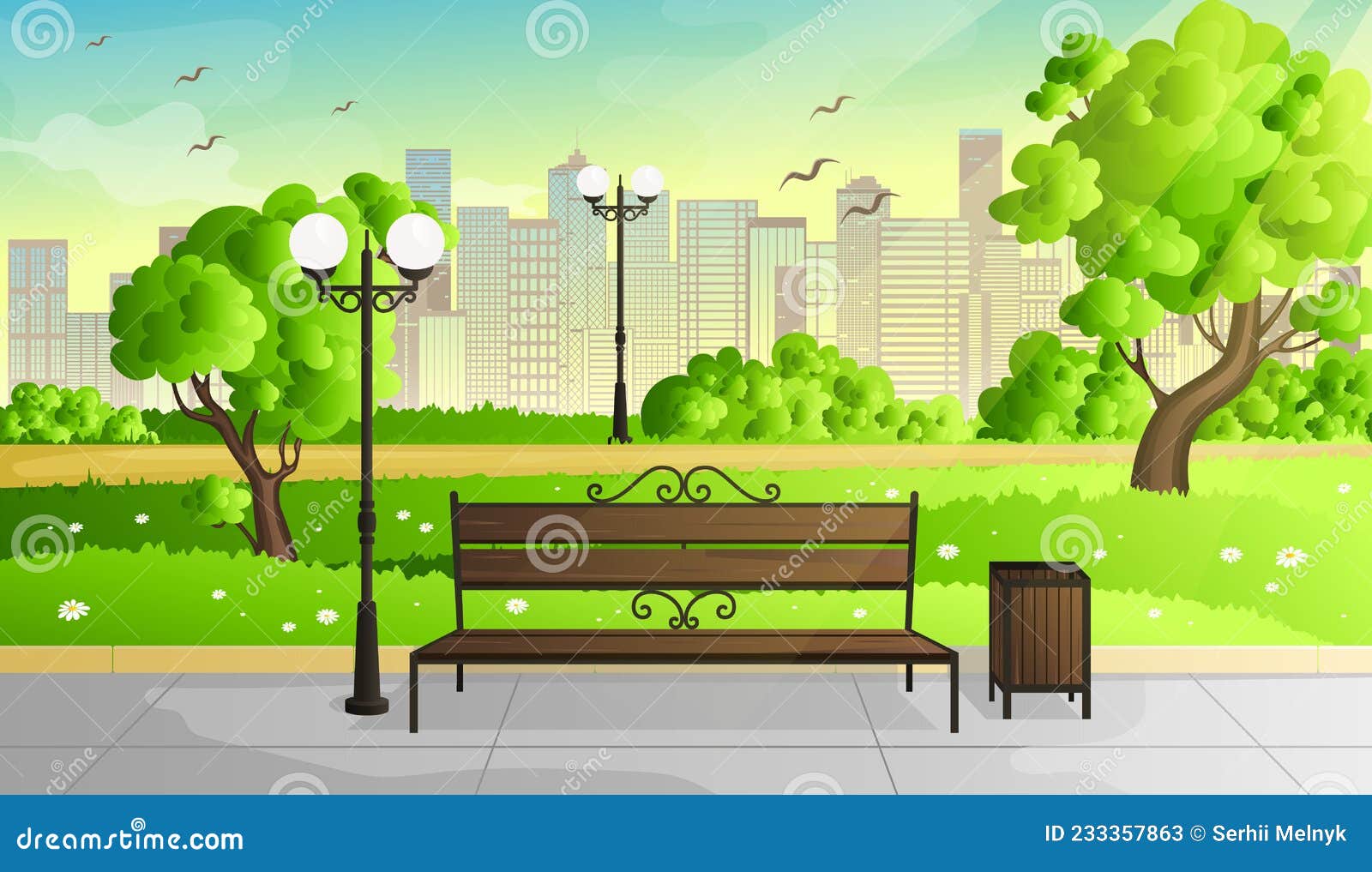 City park vector stock vector. Illustration of building - 233357863