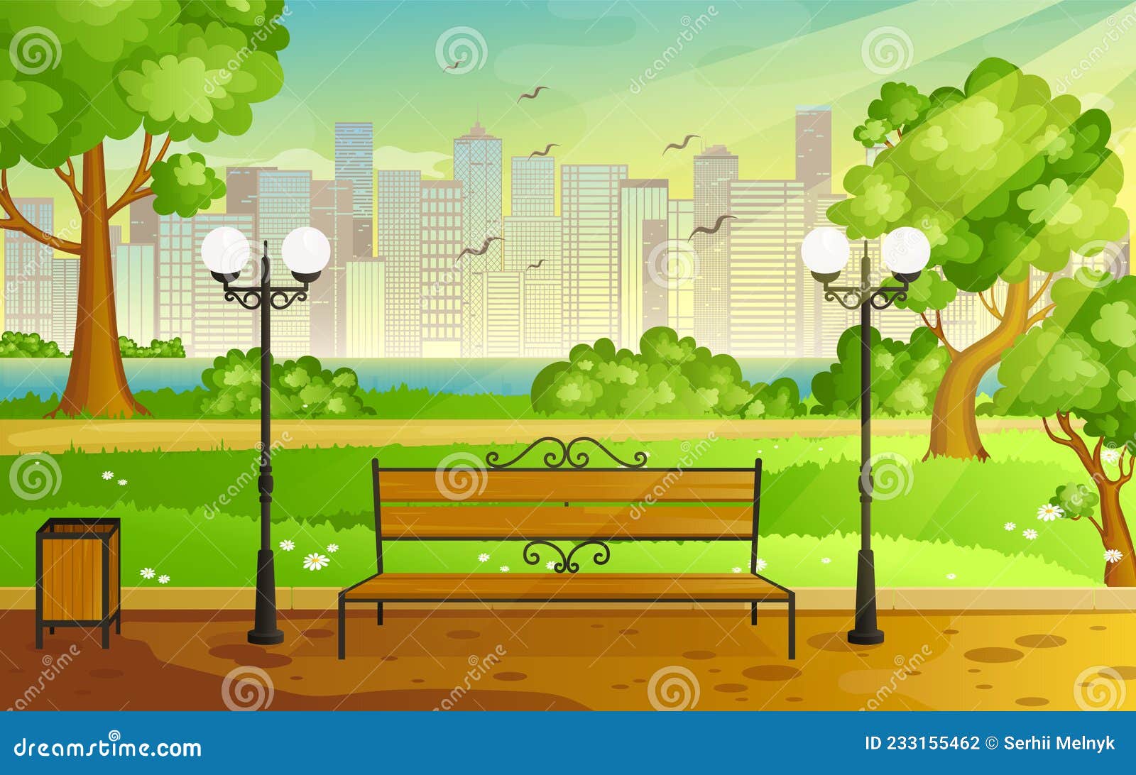 City park vector stock vector. Illustration of skyscraper - 233155462