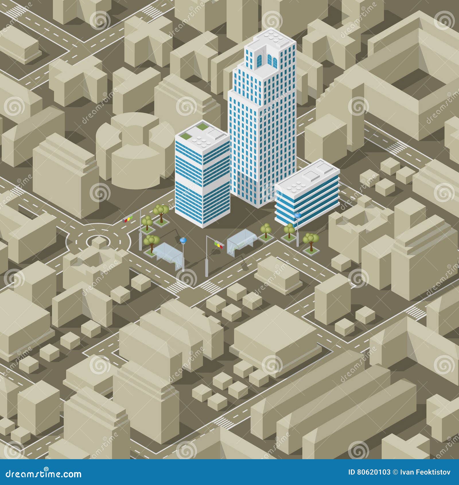 City plan isometric stock vector Illustration of facade 