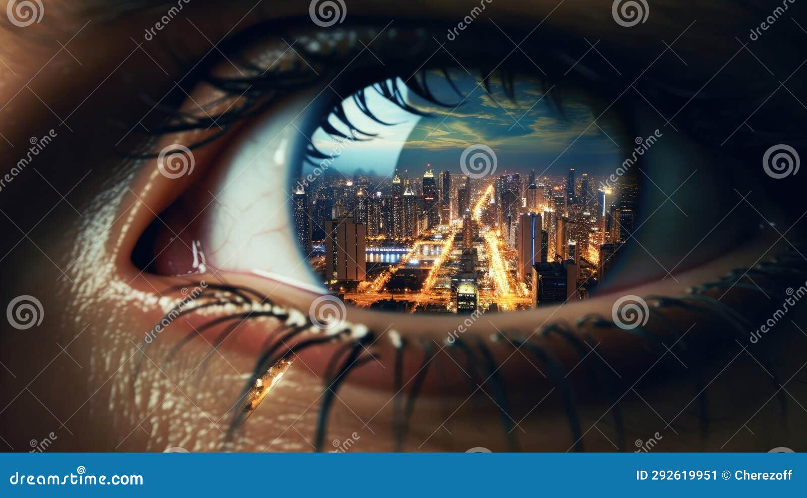 The City is Reflected in the Human Eye Stock Image Image of person