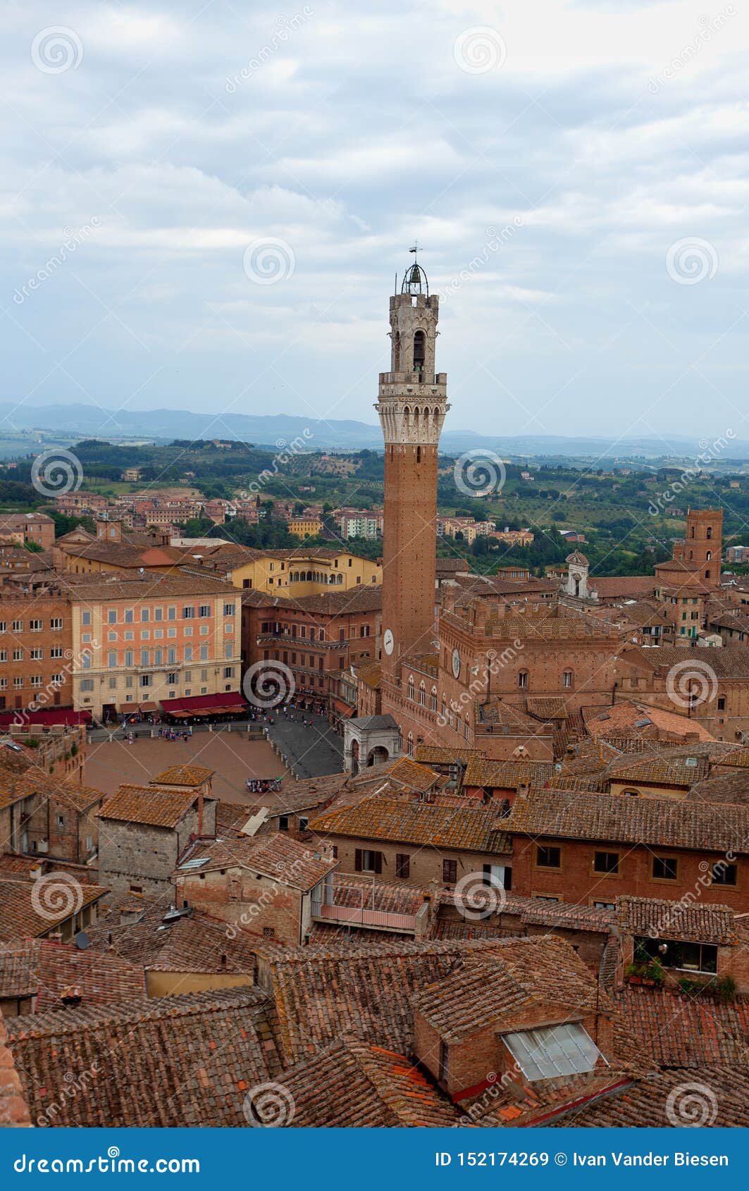 city scape roofs mangia tower siena, tuscany, toscana, italy, italia
