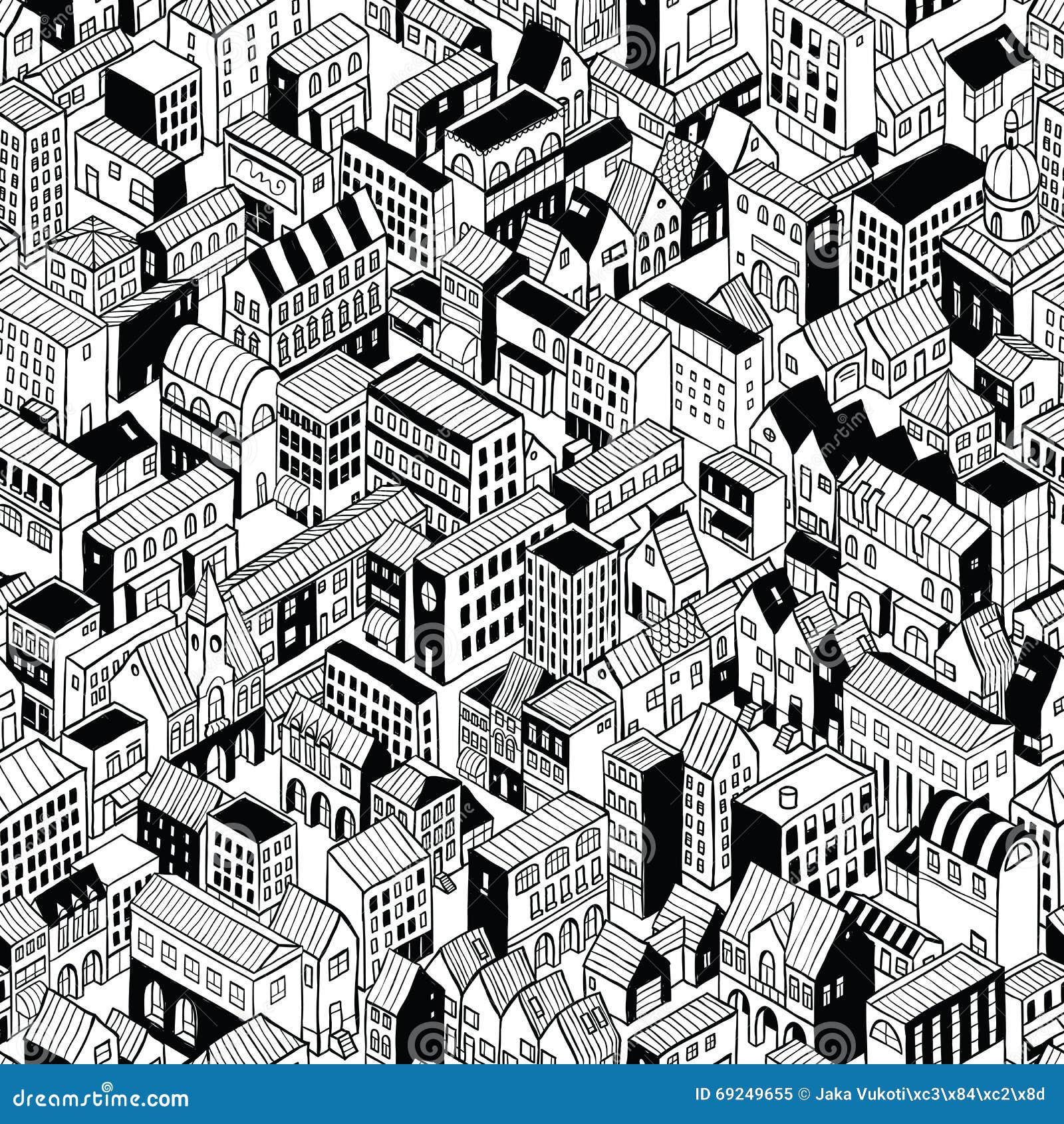 City Seamless Pattern Isometric - Medium Stock Vector - Illustration of ...