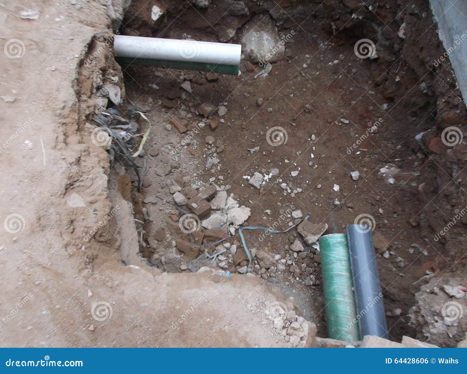 City Sewer Plastic Pipe Installation Stock Photo Image 64428606