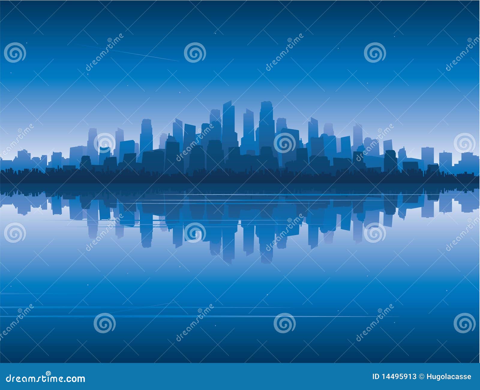 city skyline reflect on water