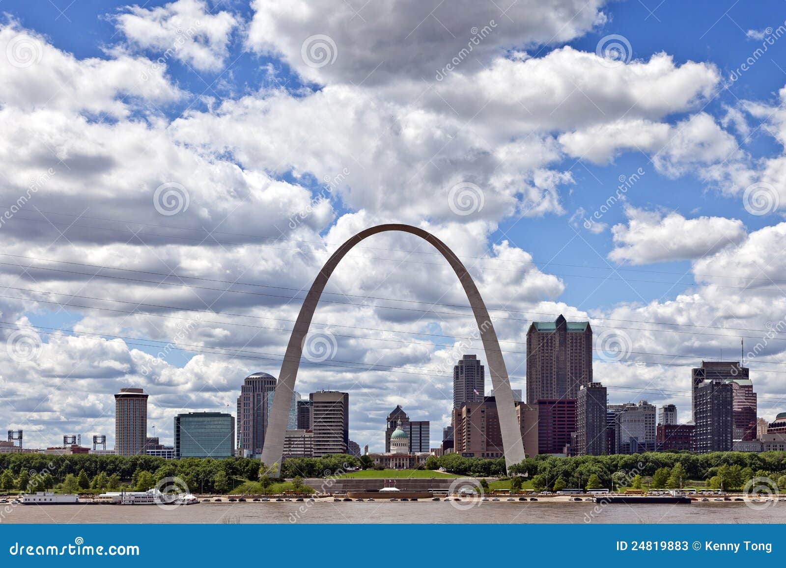 City of St. Louis Skyline, Missouri. City of St. Louis downtown with Gateway Arch, Missouri.