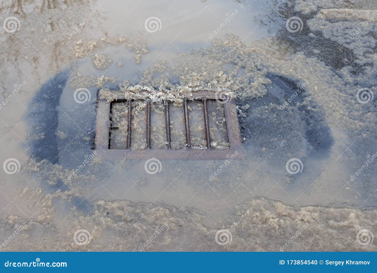 City Stormwater Drainage Covered with Snow Stock Photo Image of