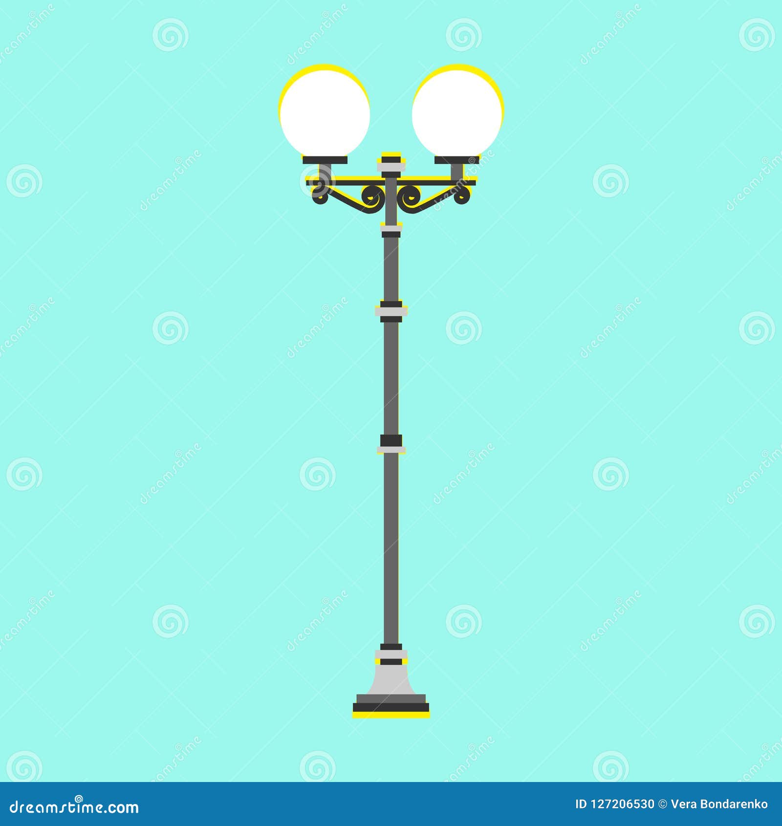 City Street Lamp Isolated Vector Flat Style Stock Vector