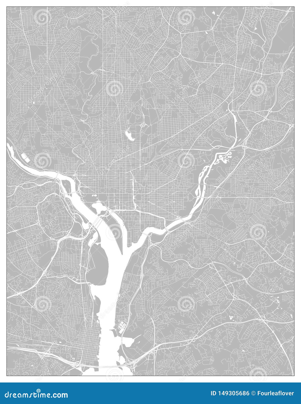 City Street Map, Washington DC Stock Vector - Illustration of city