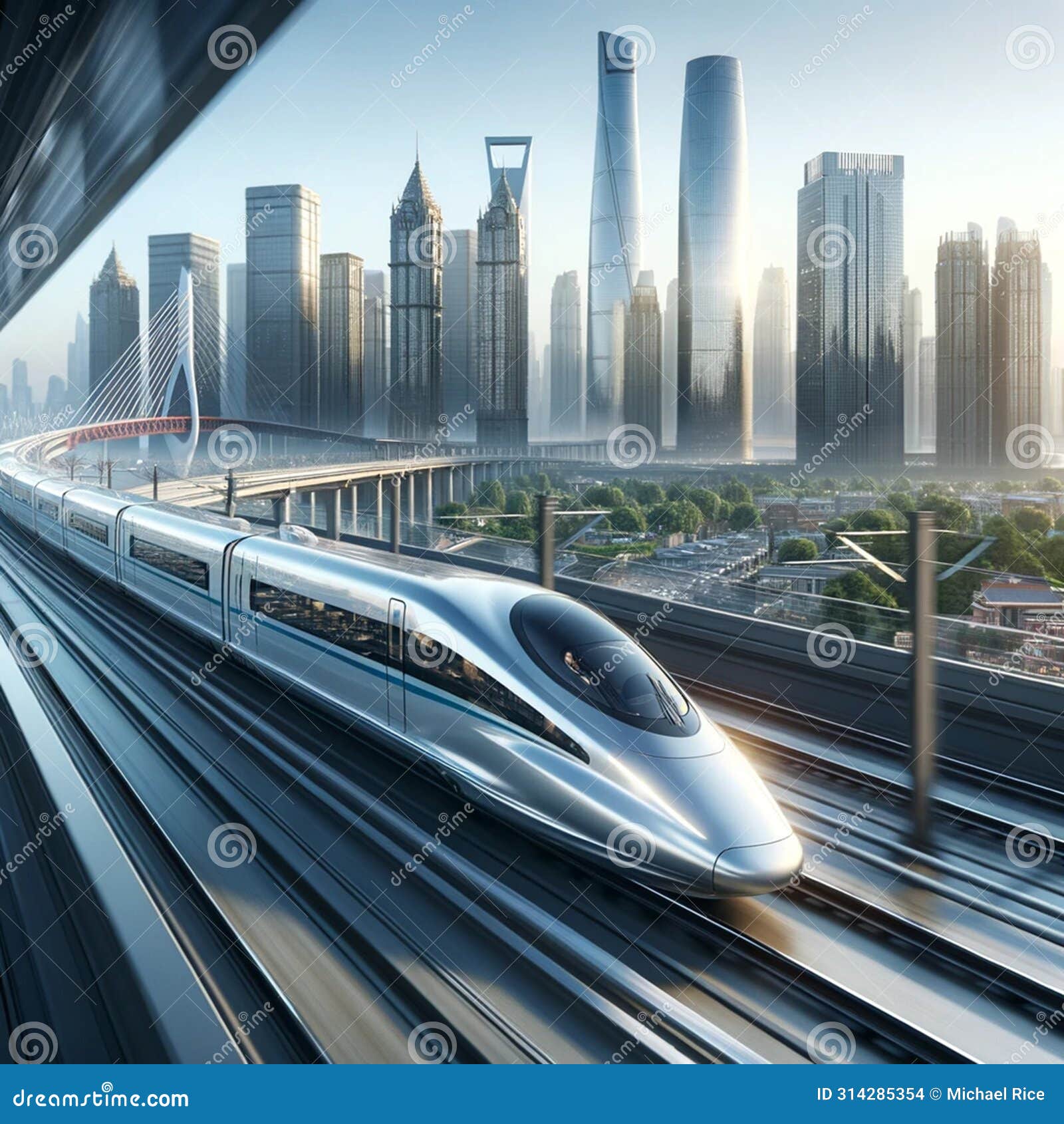 city of tomorrow: futuristic skyline with highspeed train