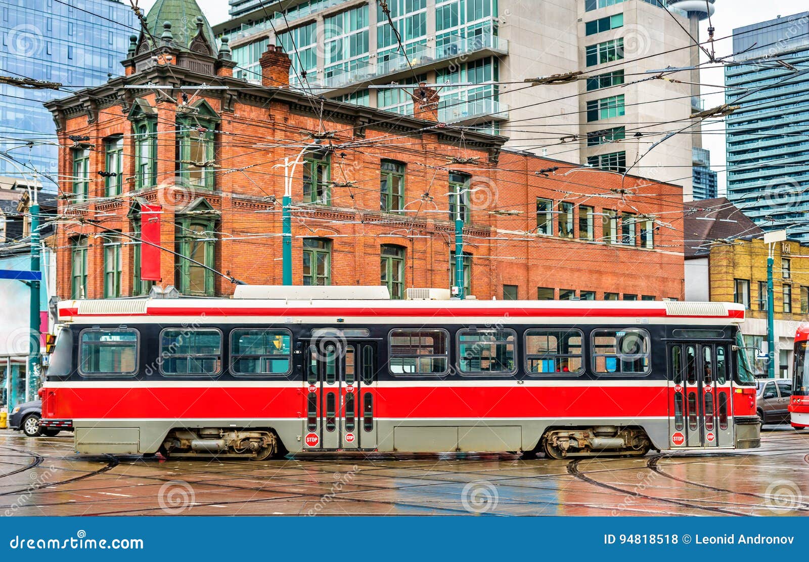 City Tram in Toronto, Queen St West - Spadina Ave Stock Photo