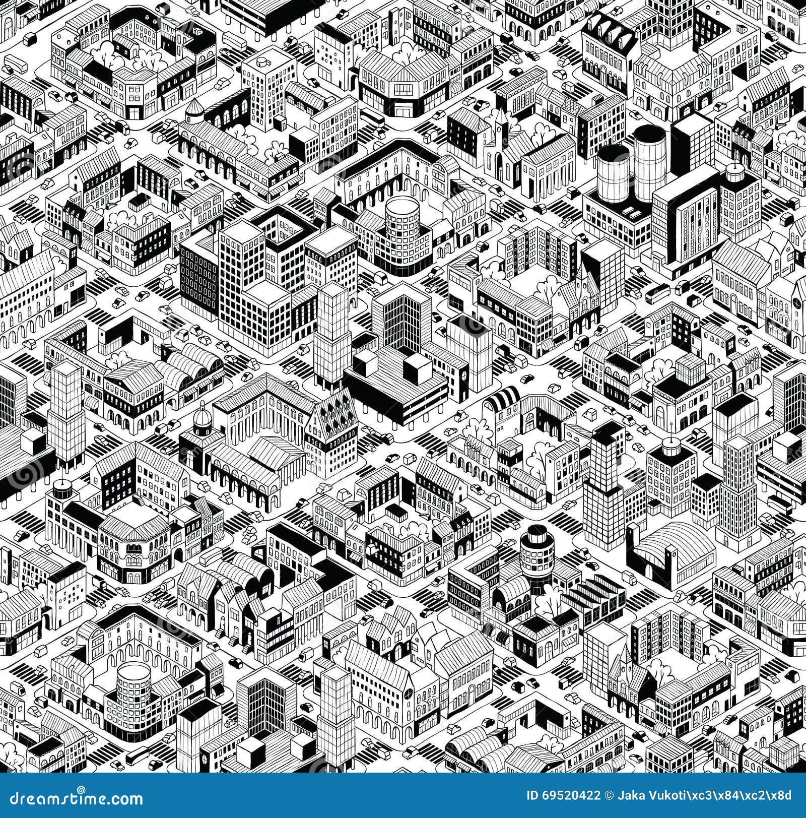city urban blocks isometric seamless pattern - large