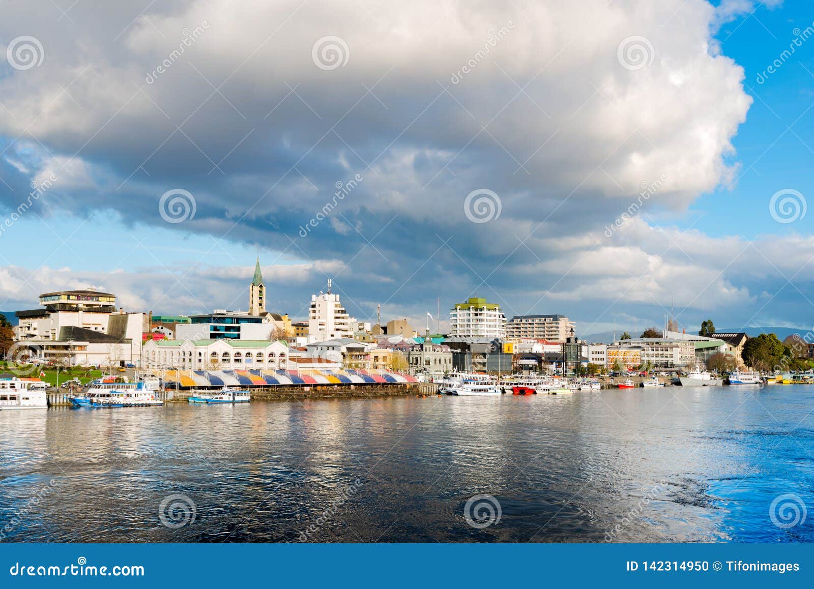 the city of valdivia at the shore of calle-calle river in chile