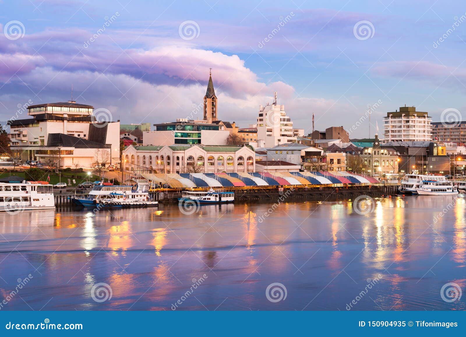 the city of valdivia at the shore of calle-calle river, chile