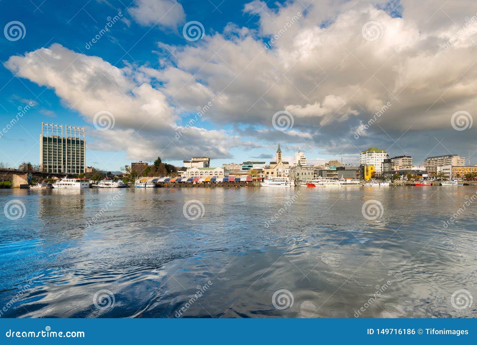 the city of valdivia at the shore of calle-calle river, chile