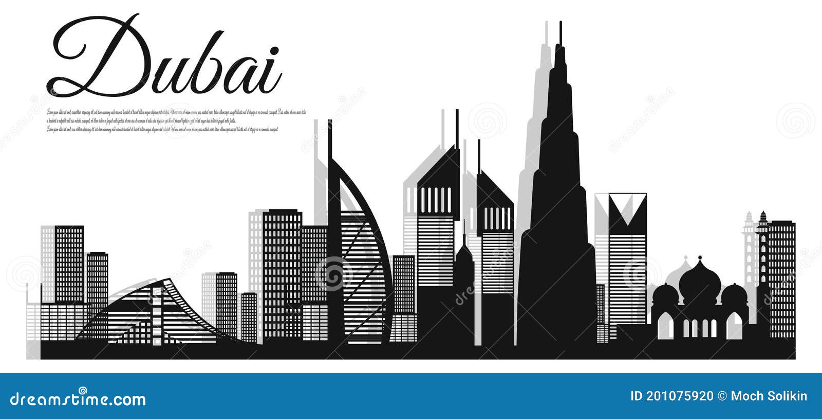 City View of Dubai with Paper Cut Style Stock Vector - Illustration of ...