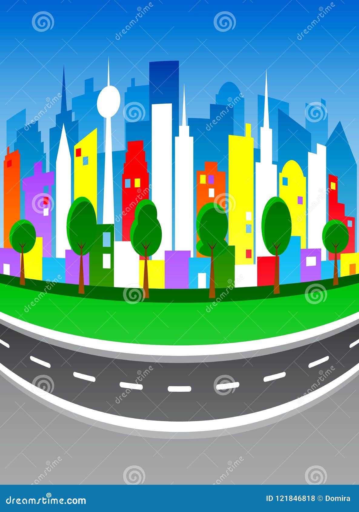 Download Citycape In Bright, Saturated Colors With Effect Of ...