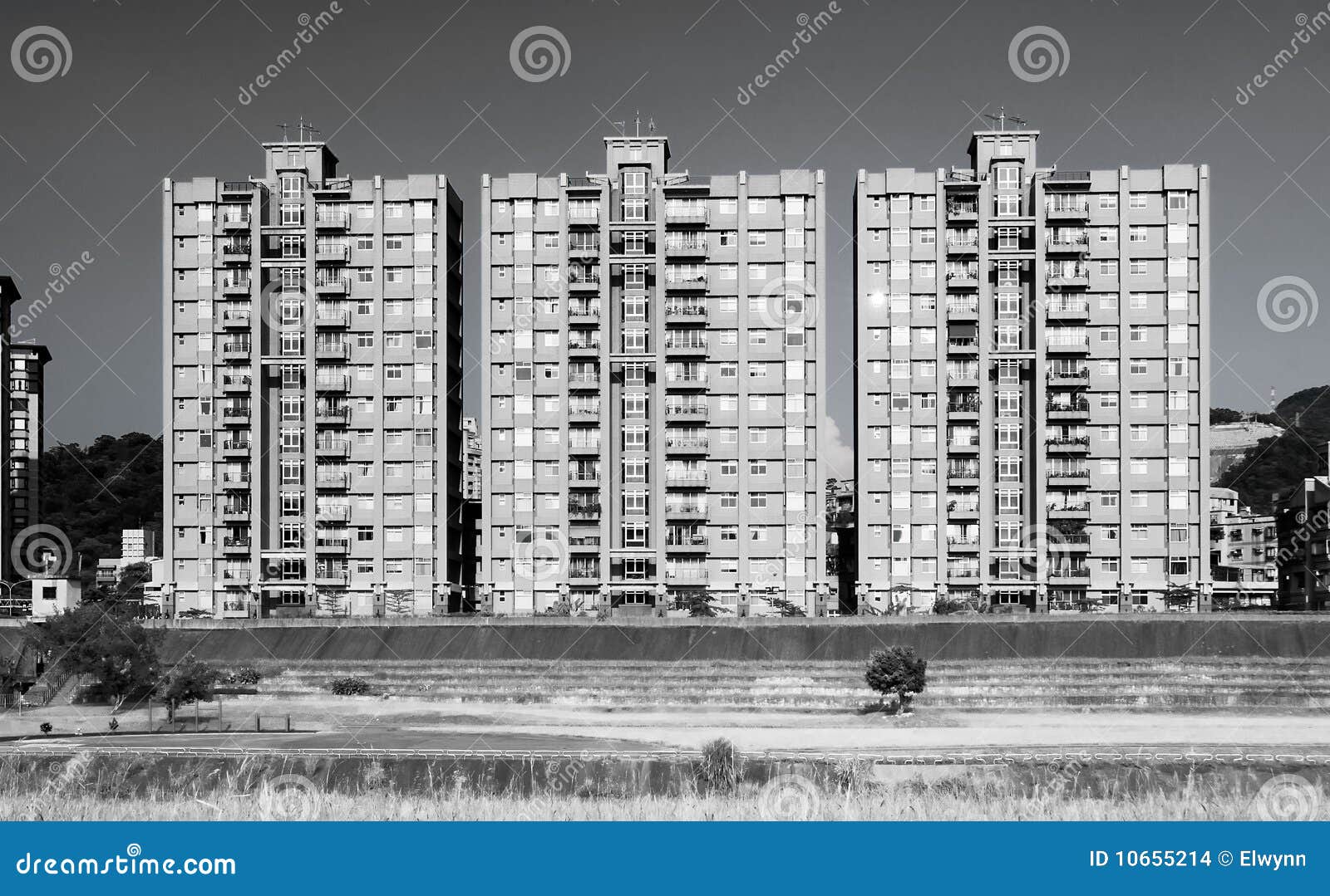 Cityscape of Apartments with Grassland Stock Photo Image of estate