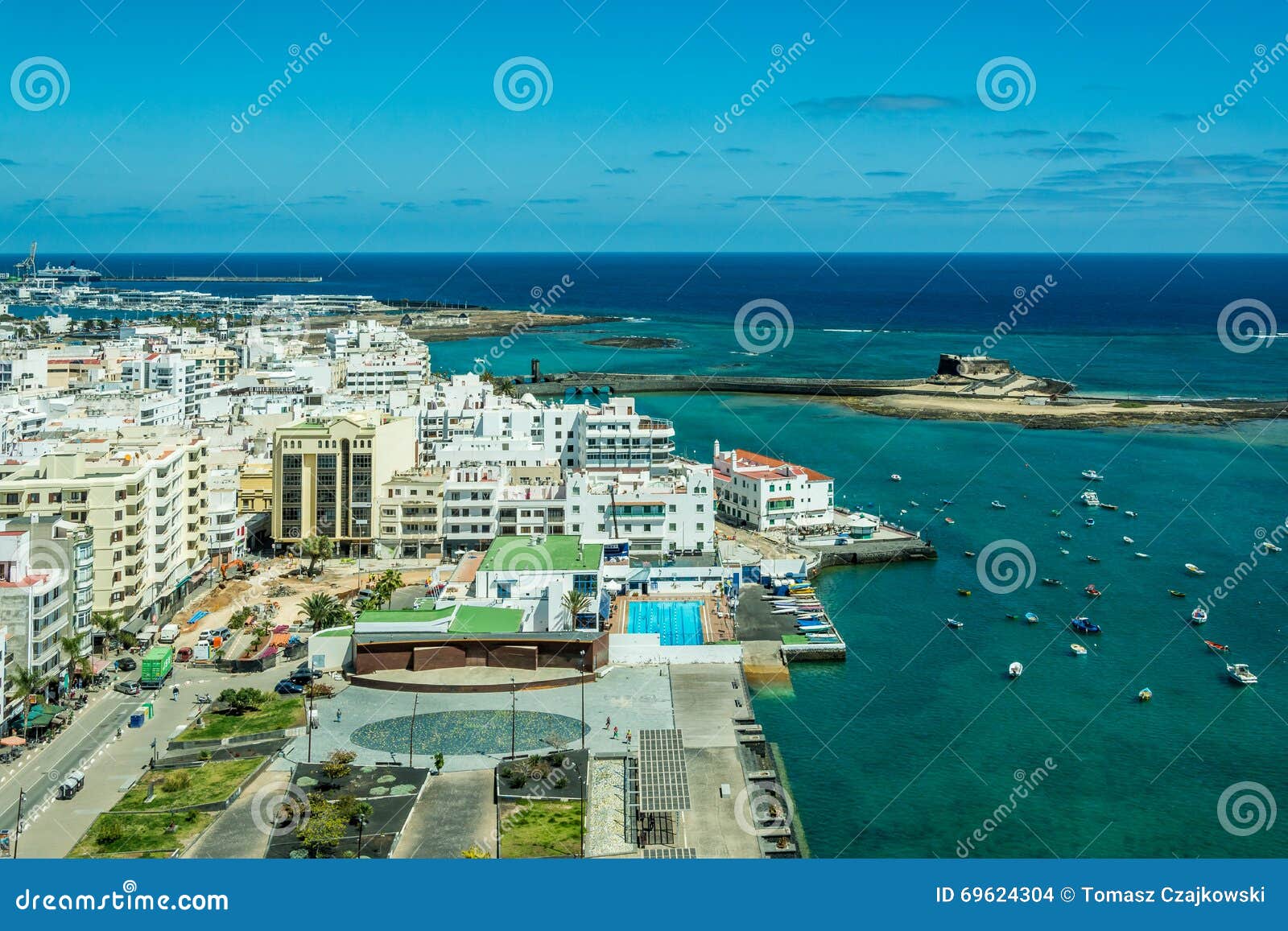cityscape of arrecife, the capital city of lanzarote island