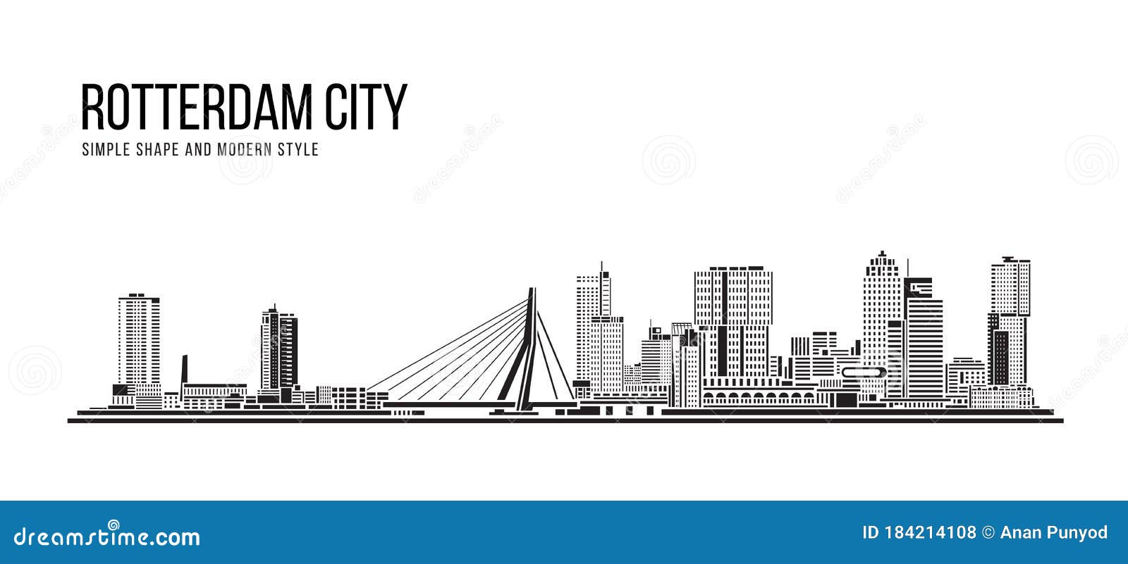 cityscape building abstract simple  and modern style art   - rotterdam city , netherlands