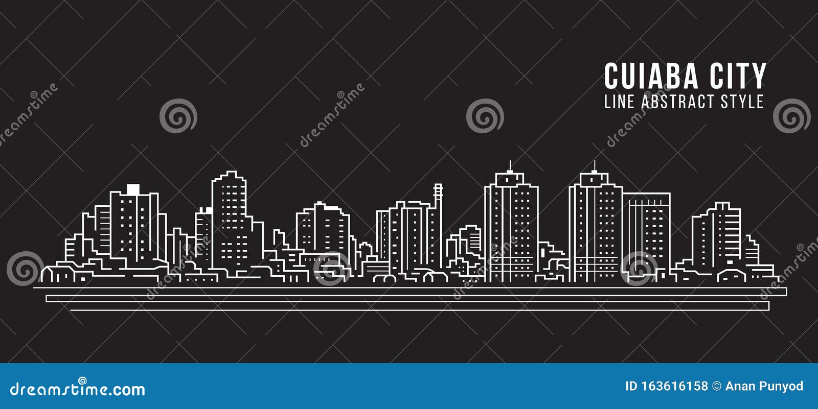 cityscape building panorama line art    - cuiaba city