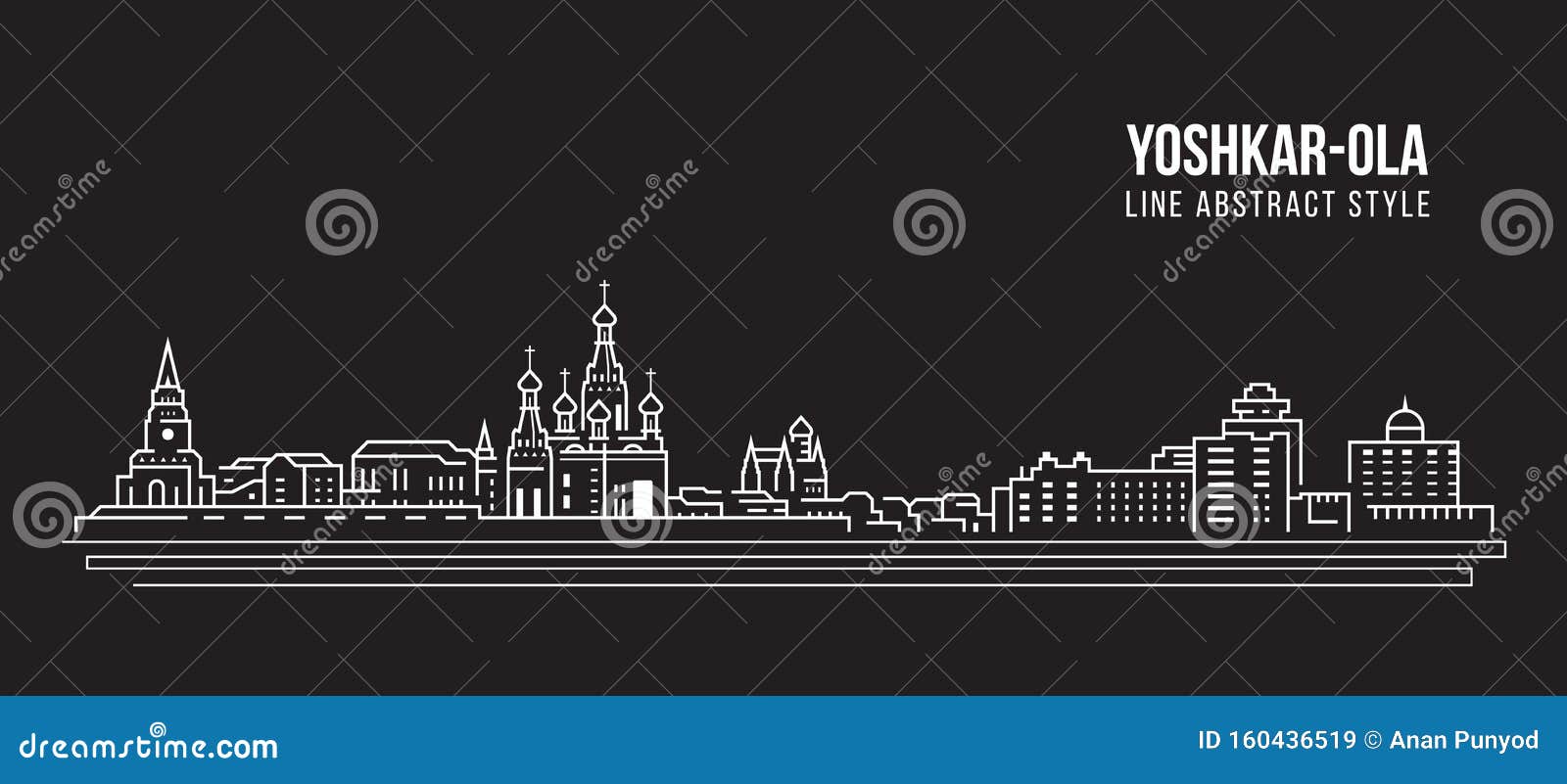 cityscape building panorama line art    - yoshkar-ola city