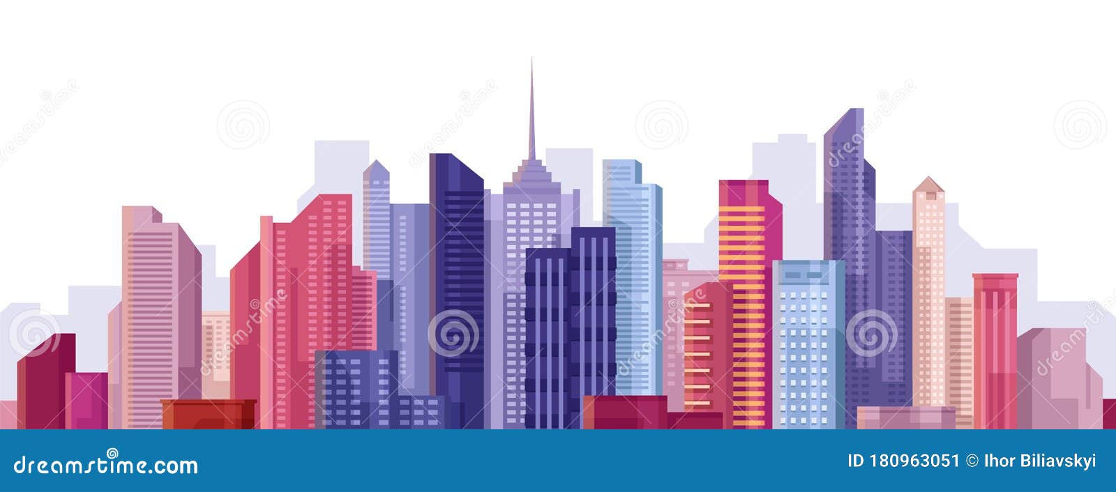 Cityscape. City Landscape. Buildings Panorama. Simple Modern Cartoon ...