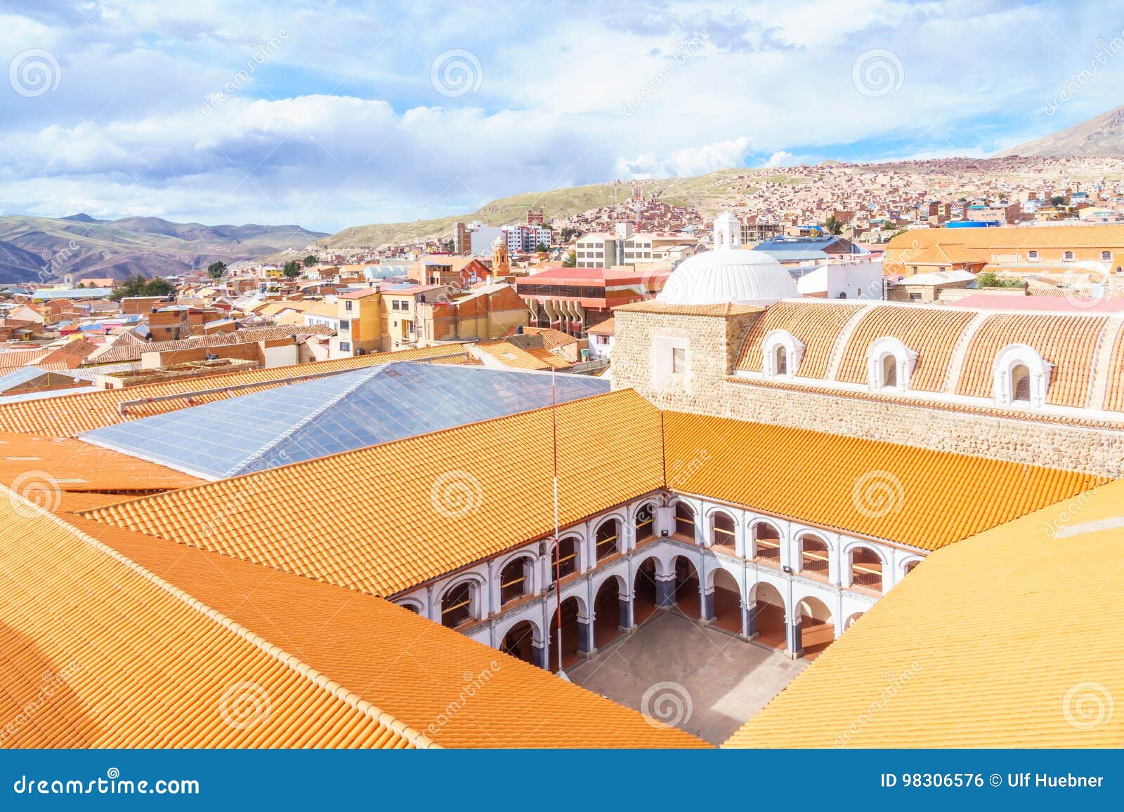 cityscape of colonial tow of potosi - colegio nacional pichincha - bolivia