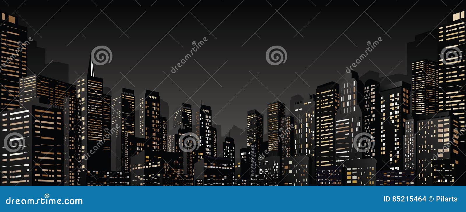 Cityscape with Group of Skyscrapers. Vector Banner Stock Vector ...