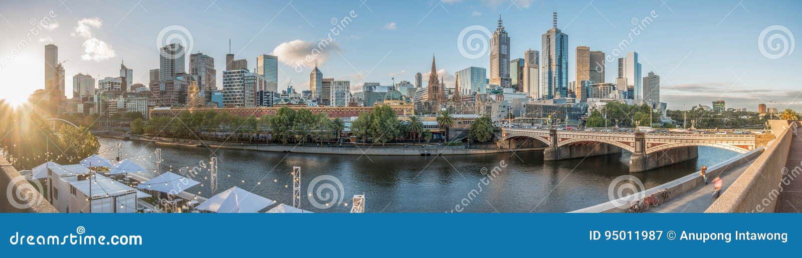 The cityscape of Melbourne city in Victoria state of Australia. Melbourne city the most liveable city in the world in Victoria state of Australia. Panorama view.
