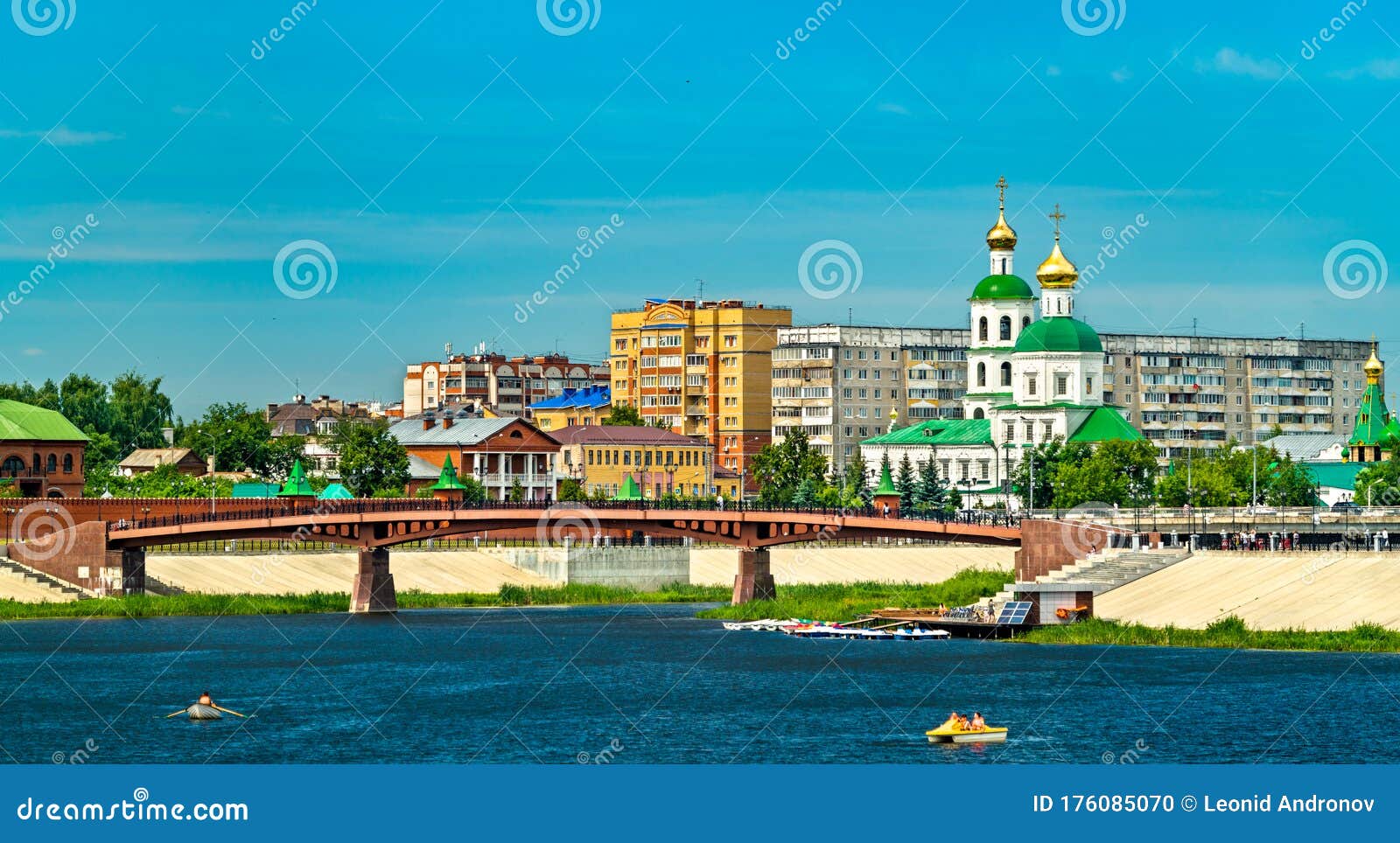 cityscape of yoshkar-ola at the malaya kokshaga river in russia