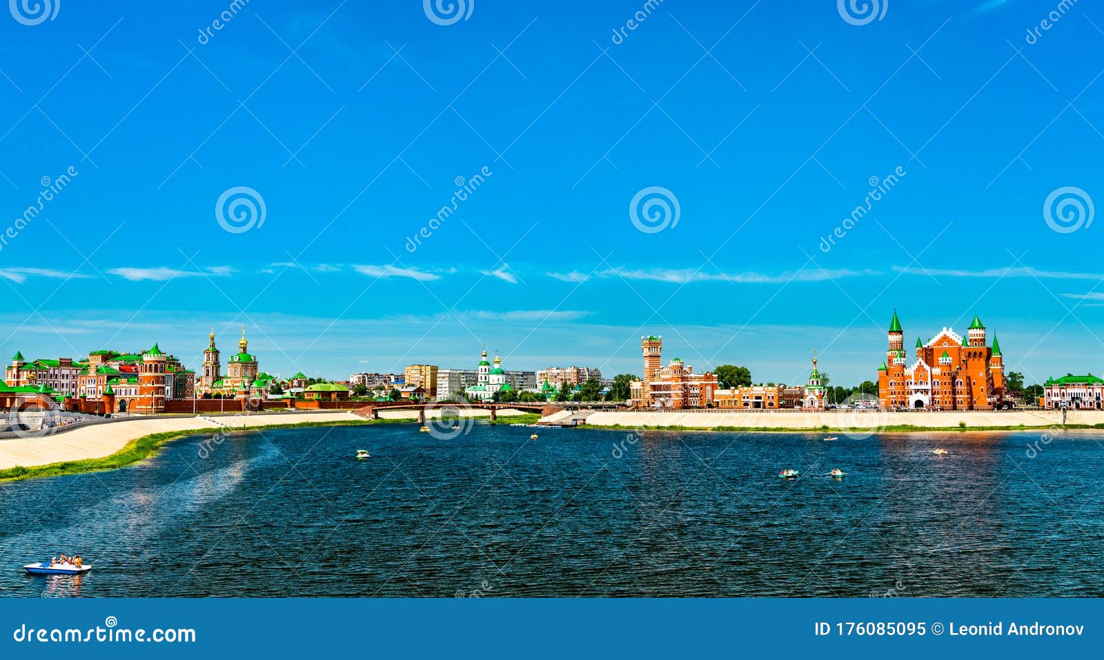 cityscape of yoshkar-ola at the malaya kokshaga river in russia