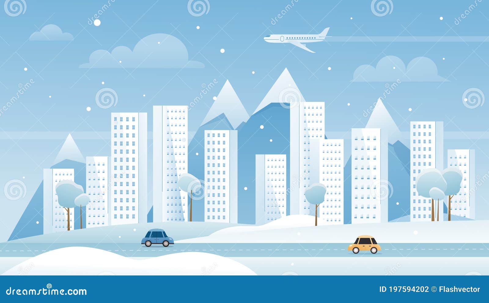 Ciudad De Invierno, Dibujos Animados Paisaje Urbano Urbano Moderno De  Ciudades, Paisaje Panorámica De Nieve Fondo Ilustración del Vector -  Ilustración de arte, rascacielos: 197594202