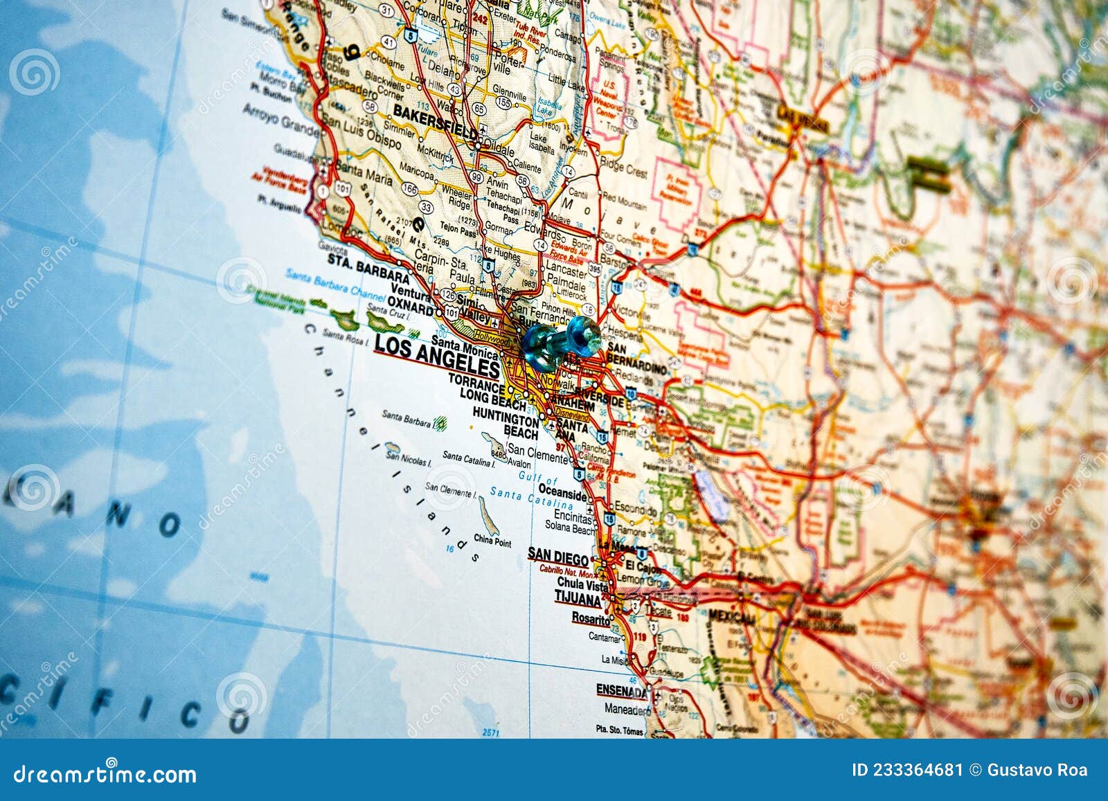 Traducción Generador Fanático Ciudad De Los Angeles California En El Mapa Geográfico. Imagen de archivo -  Imagen de correspondencia, norte: 233364681