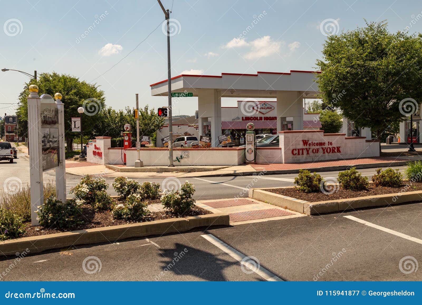 Ciudad De York Lincoln Highway Turkey Hill Fotografía editorial